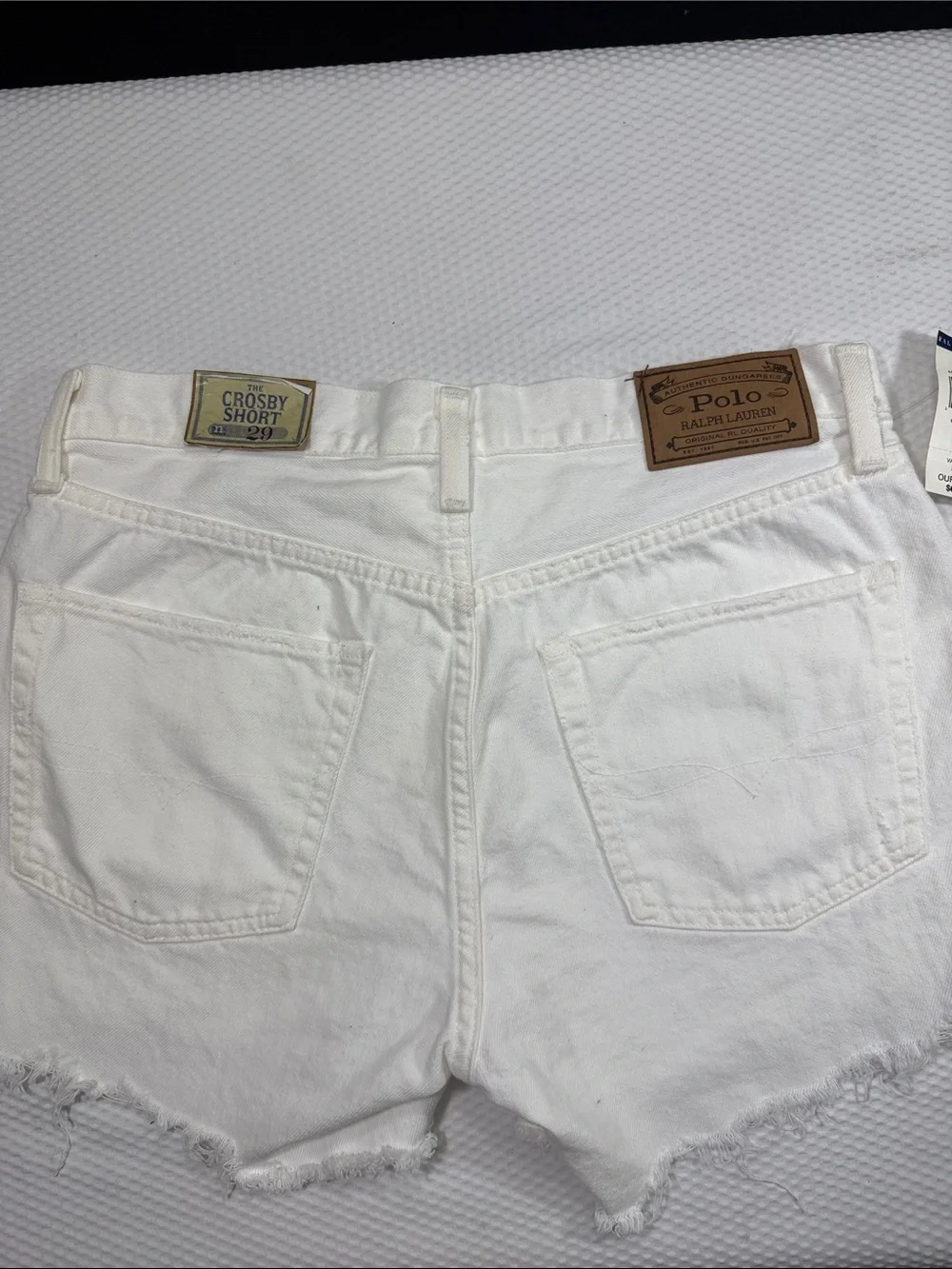 NWT Polo Ralph Lauren White Denim Raw-Hem Crosby Shorts Size 29